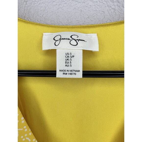 Jessica Simpson Yellow Ruffle Midi Dress Smocked Waist Tiered Feminine S - Picture 3 of 12